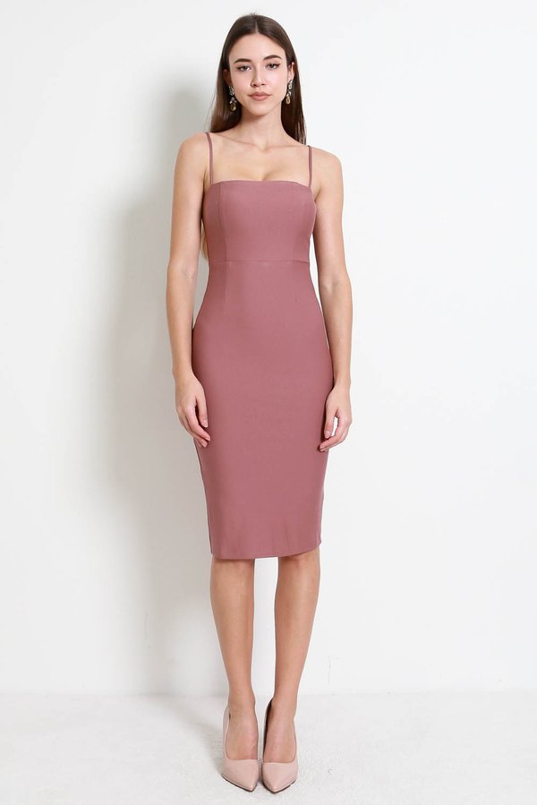 *Luxe* Classic Midi Spag Dress V2 (Tea Rose)