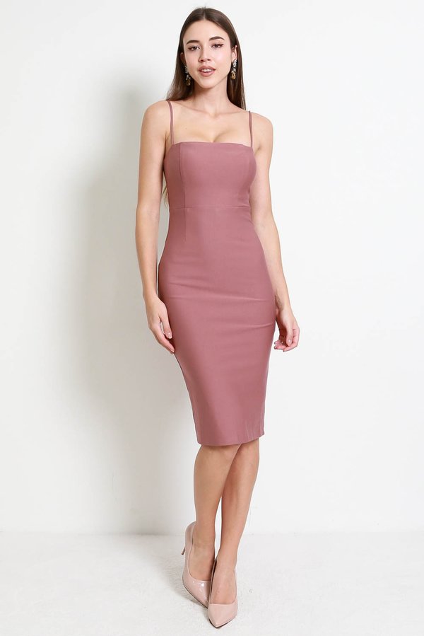 *Luxe* Classic Midi Spag Dress V2 (Tea Rose)