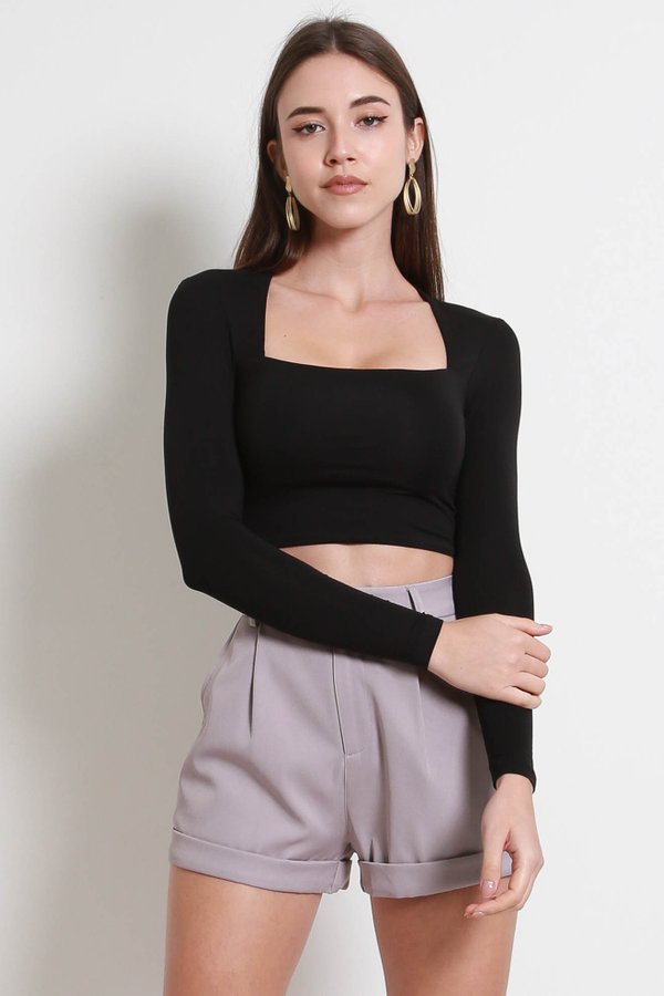 Laila Long Sleeve Top (Black)