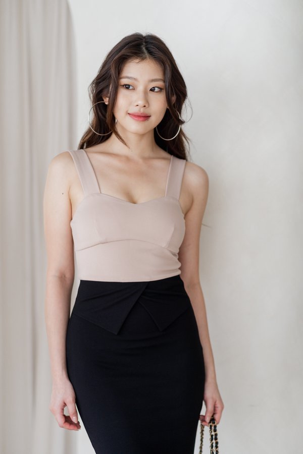 *Luxe* Georgia Colour Block Dress (Nude/Black)