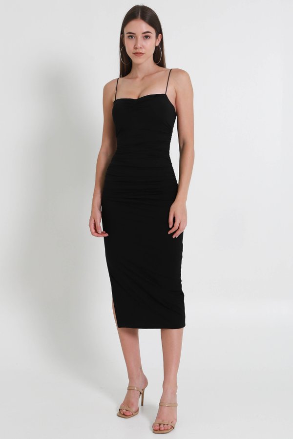 Feryln Sweetheart Ruch Dress (Black)