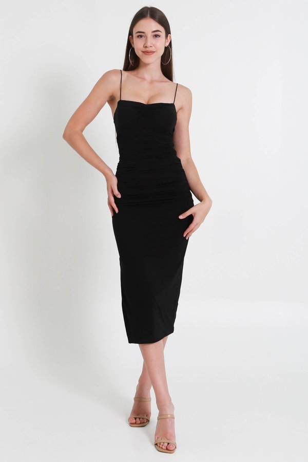 Feryln Sweetheart Ruch Dress (Black)