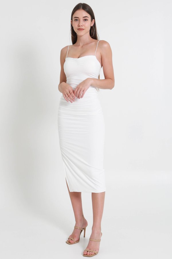 Feryln Sweetheart Ruch Dress (White)