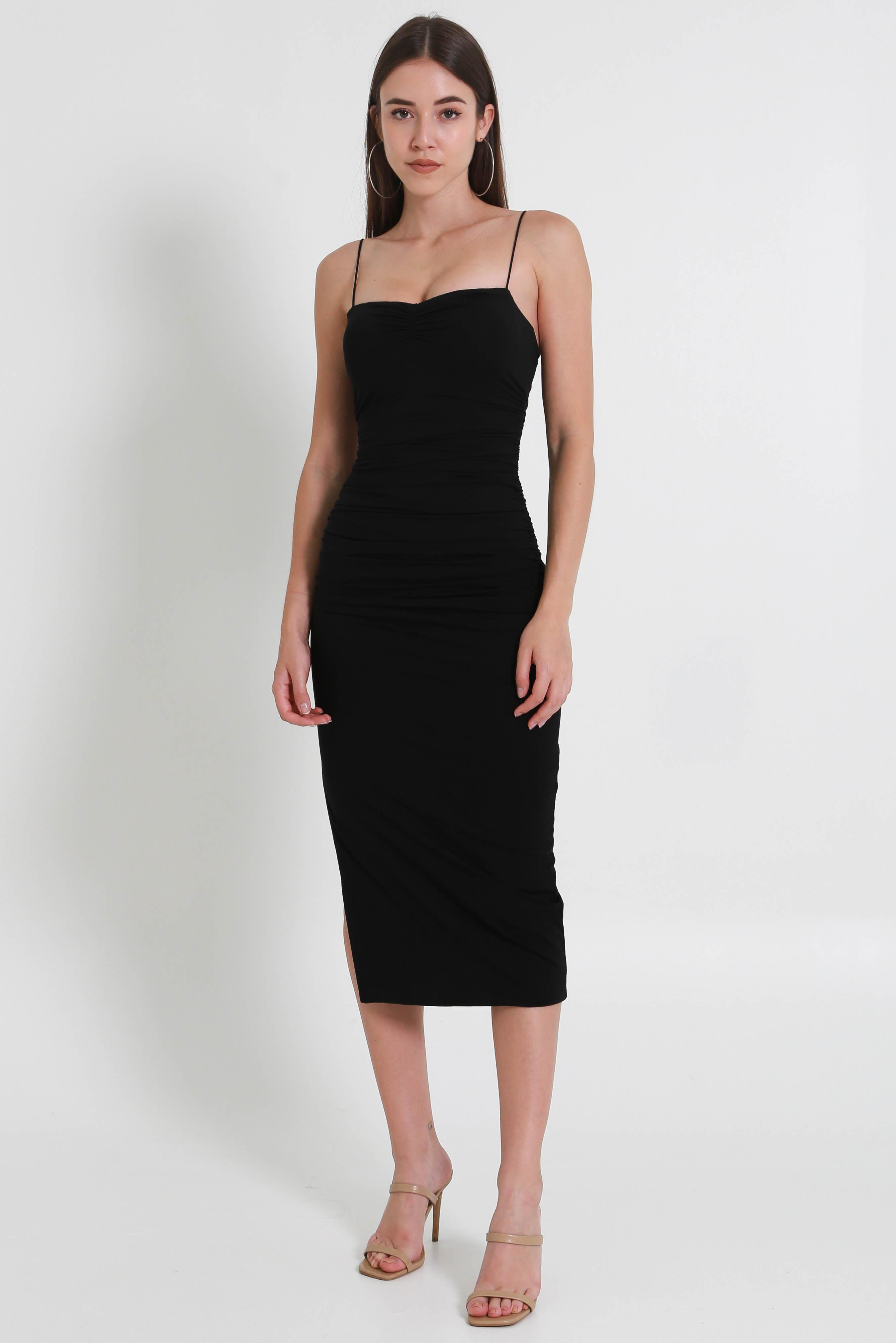 Feryln Sweetheart Ruch Dress (Black) | Carrislabelle