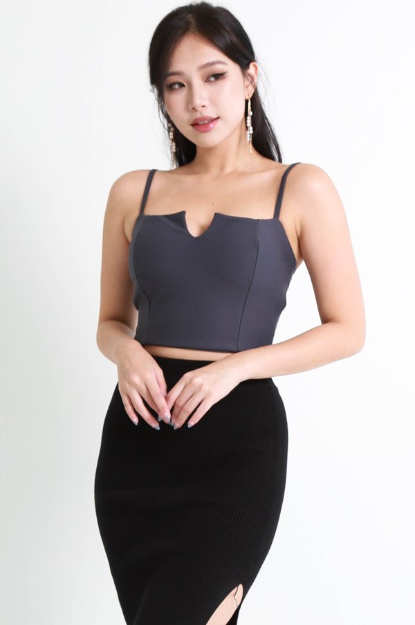 *Premium* Kyla V Neck Top (Gunmetal)  *Premium* Kyla V Neck Top (Gunmetal)