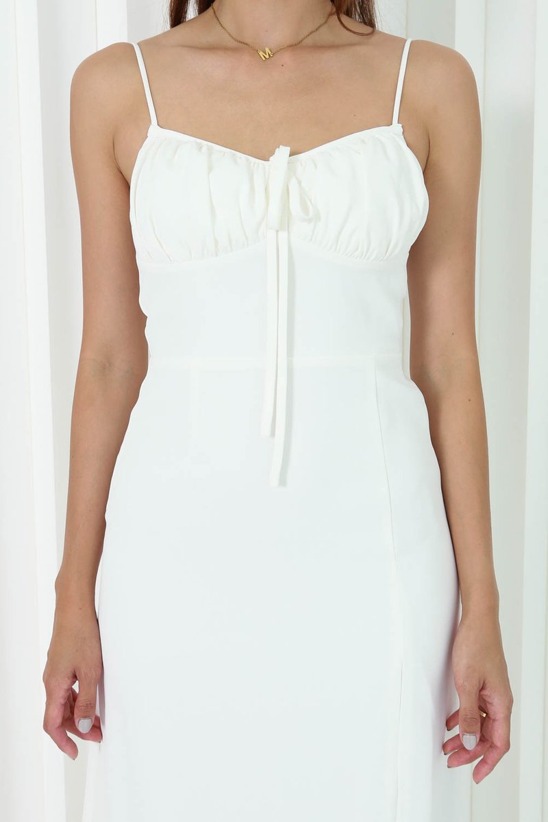 Penelope Tie Front Dress (White) | Carrislabelle