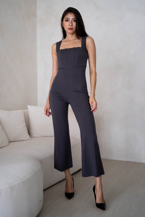 *Luxe* Serenade Corset Jumpsuit (Gunmetal)