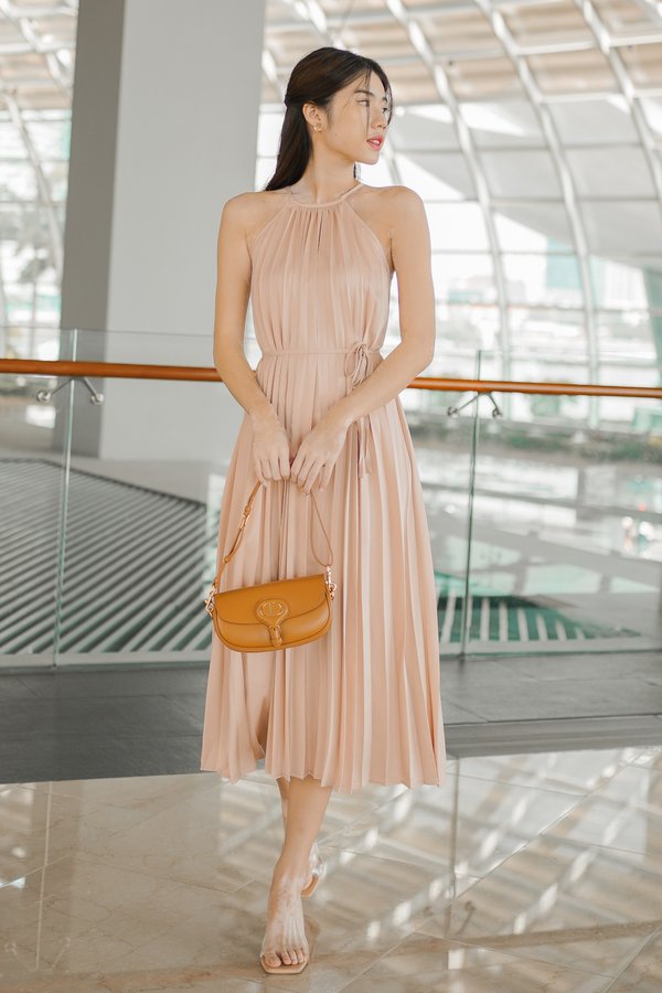 Tiara Satin Pleated Dress (Champagne Rose) Tiara Satin Pleated Dress (Champagne Rose)