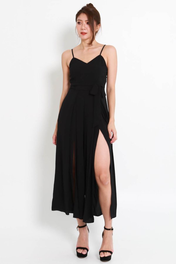 Edina High Slit Jumpsuit (Black) Edina High Slit Jumpsuit (Black)