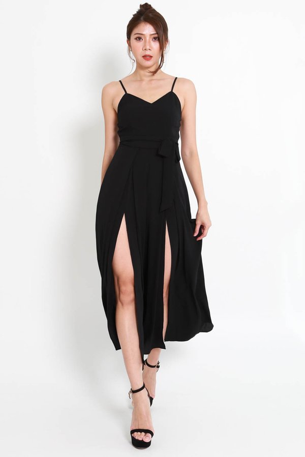 Edina High Slit Jumpsuit (Black) Edina High Slit Jumpsuit (Black)