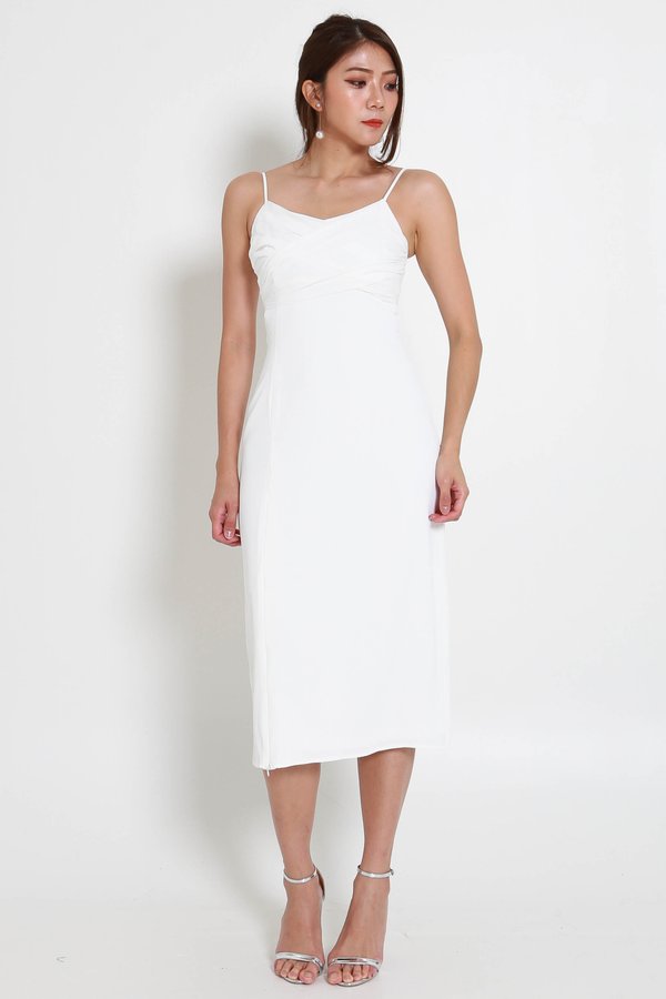 Sanrini Chiffon Overlap Dress (White)