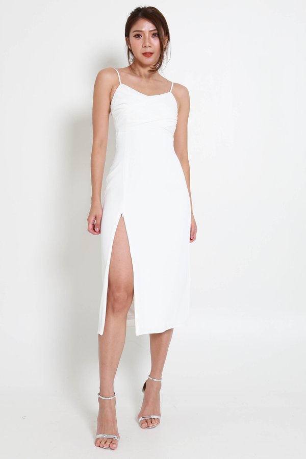 Sanrini Chiffon Overlap Dress (White)