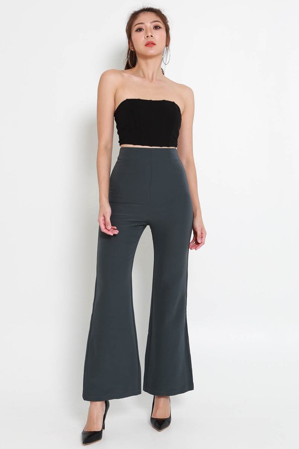 Carla Bell Bottom Fitted Pants (Gunmetal) Carla Bell Bottom Fitted Pants (Gunmetal)