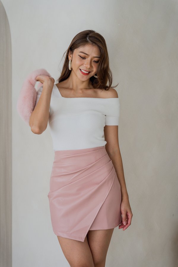 Mona One Shoulder Knit Top (White)