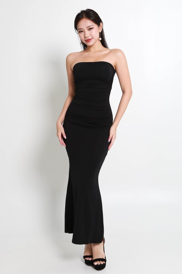 Beth Tube Ruched Midaxi Dress (Black)