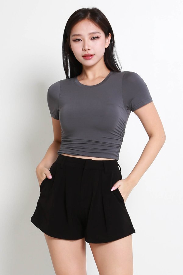 Gordia Ruched Tee (Gunmetal)