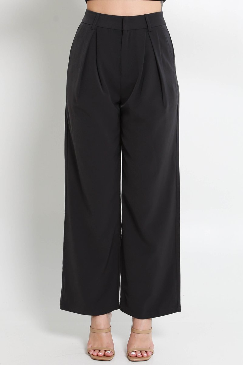 Catana Pleated Pants (Dark Grey) | Carrislabelle