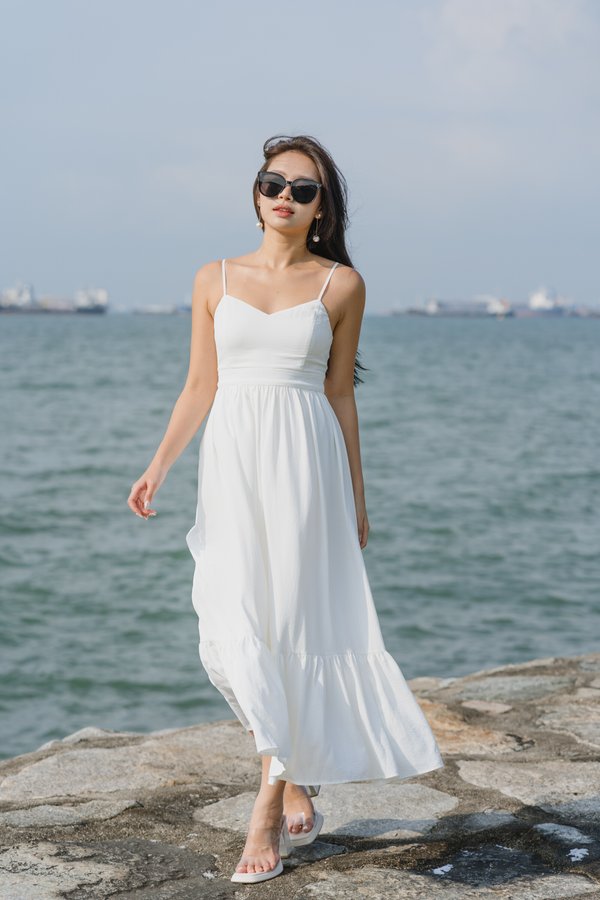 Genevieve V Neck Midaxi (White)