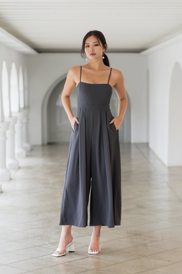 Lazie Pleated Jumpsuit (Gunmetal)