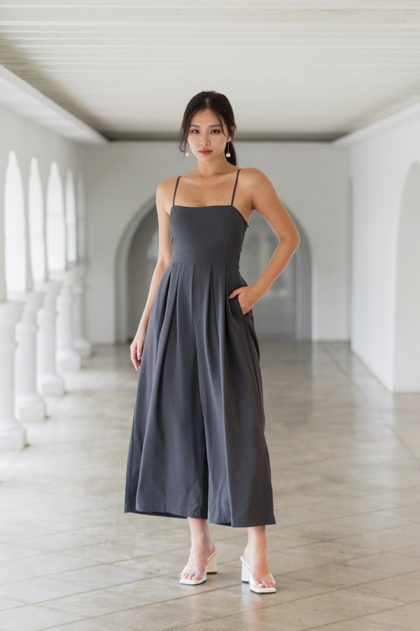Lazie Pleated Jumpsuit (Gunmetal)
