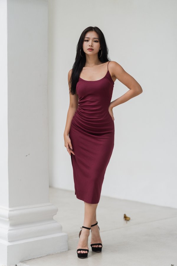 Keree Ruch Dress (Maroon) 