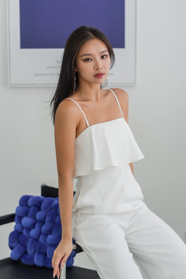 Naomi Flutter Jumpsuit (White)