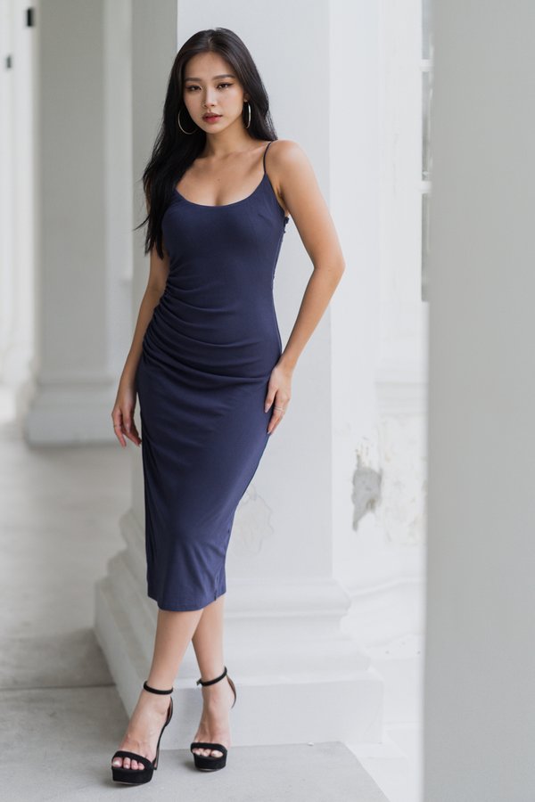Keree Ruch Dress (Navy) 