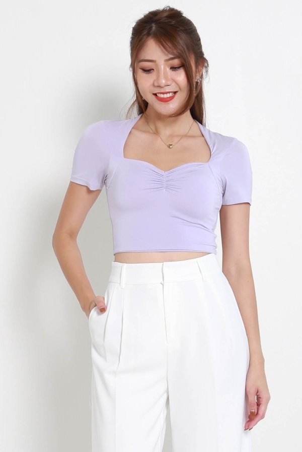 Pia Sweetheart Sleeved Top (Lilac)