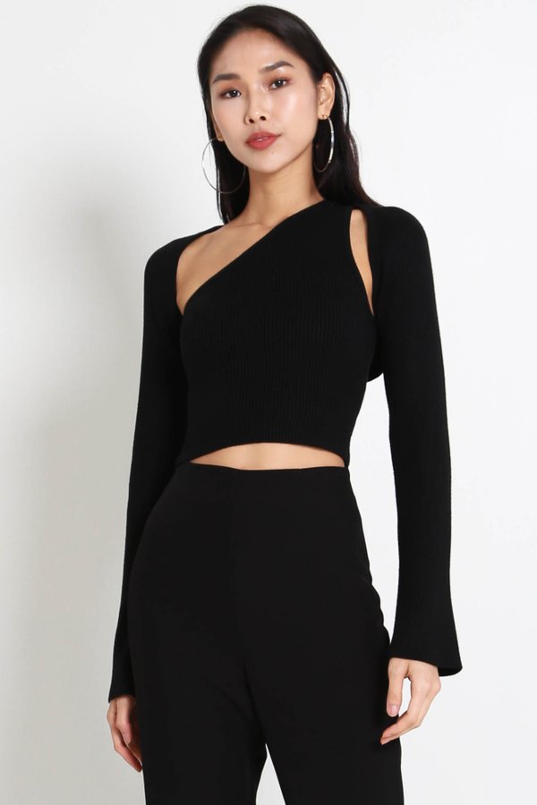 Karl Toga Knit Top 2pcs Set (Black)