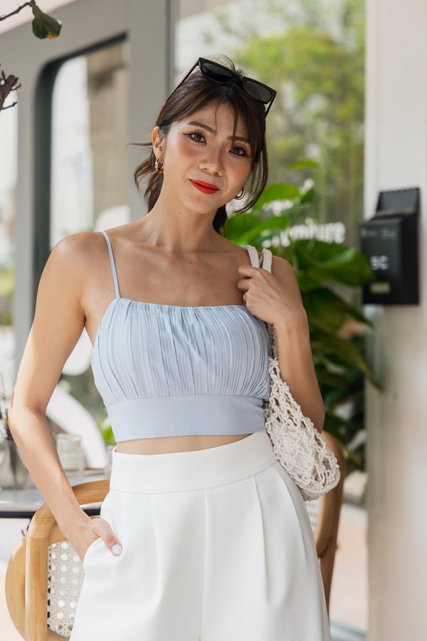 Caroline Pleated Top (Skype Blue)