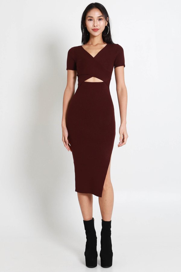 Finley Cutout Wrap Midaxi (Black Raspberry)