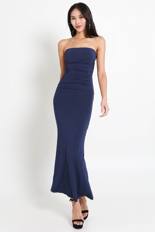 Beth Tube Ruched Midaxi Dress (Navy)