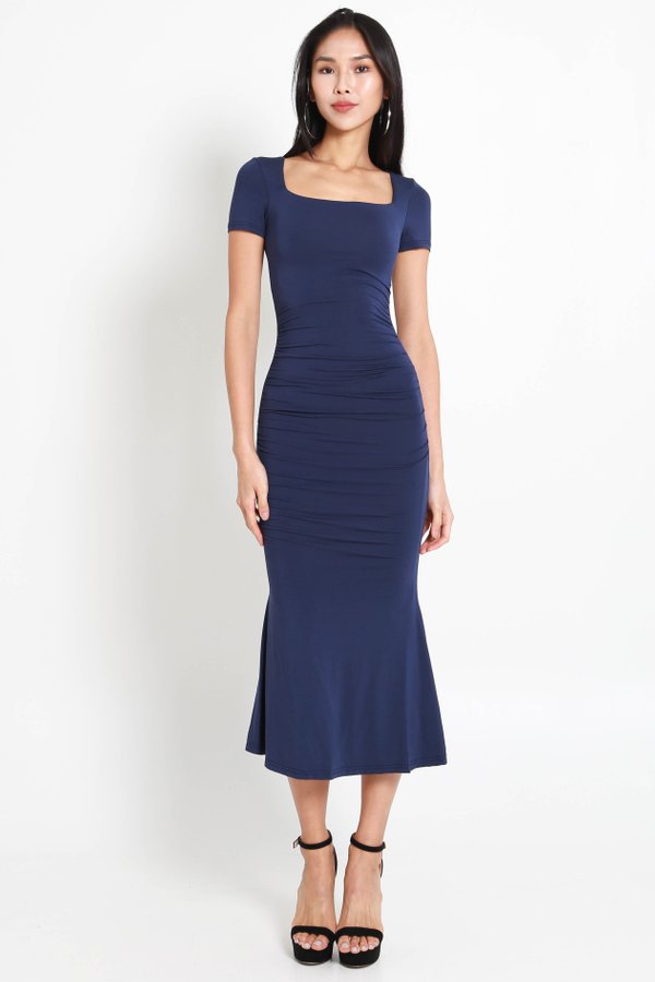 Amelia Mermaid Midi Dress (Navy)