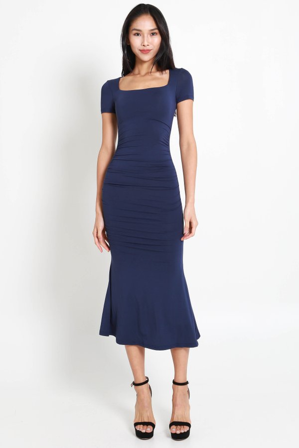 Amelia Mermaid Midi Dress (Navy)