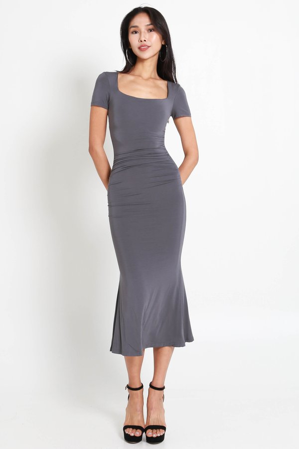 Amelia Mermaid Midi Dress (Gunmetal) Amelia Mermaid Midi Dress (Gunmetal)