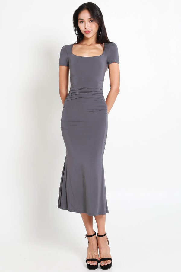 Amelia Mermaid Midi Dress (Gunmetal) Amelia Mermaid Midi Dress (Gunmetal)