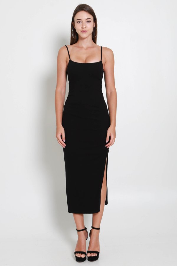 Leanne Classic Midi Dress (Black)
