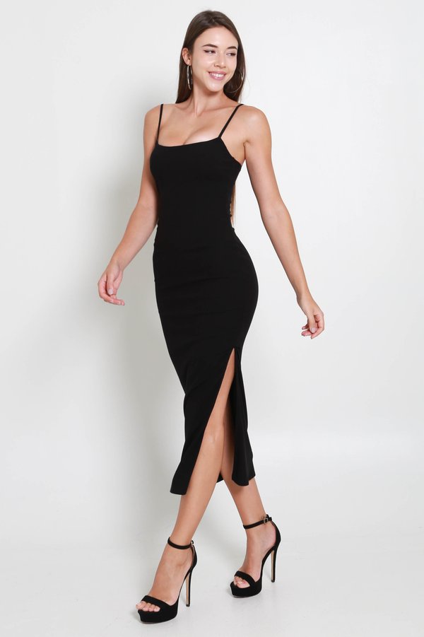 Leanne Classic Midi Dress (Black)