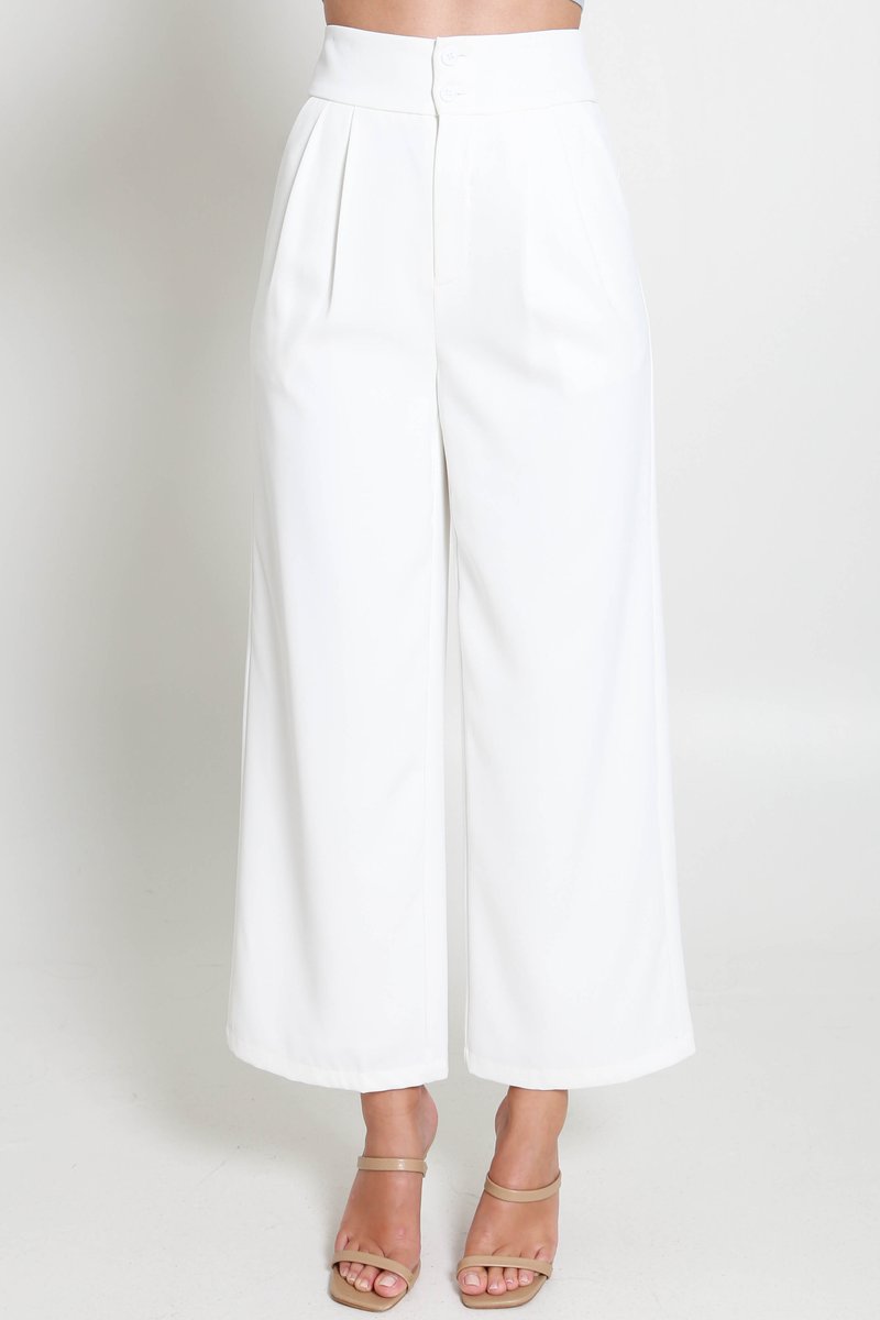Jenna Pleated Pants (White) | Carrislabelle
