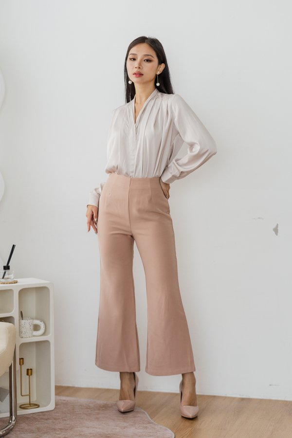 PETITE Carla Bell Bottom Fitted Pants (Nude) PETITE Carla Bell Bottom Fitted Pants (Nude)