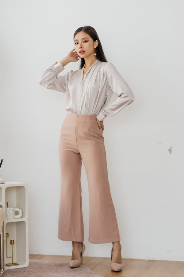 PETITE Carla Bell Bottom Fitted Pants (Nude) PETITE Carla Bell Bottom Fitted Pants (Nude)