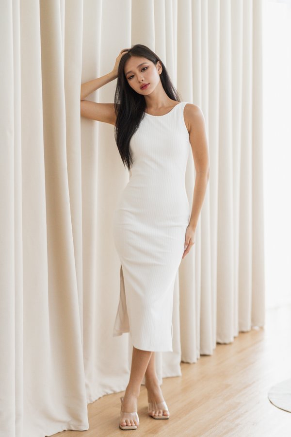 Felina Low Back Dress (White)