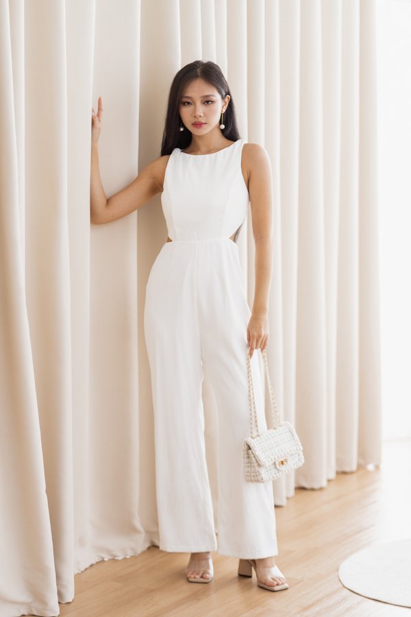 Denaley Cutout Jumpsuit (White) Denaley Cutout Jumpsuit (White)