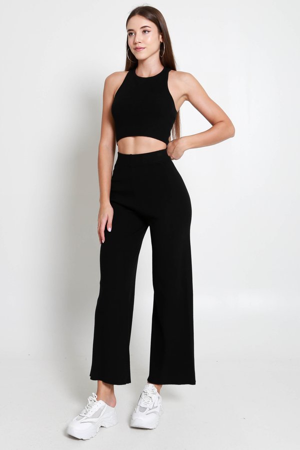 [REGULAR-MID] Fredona Knit 2Pcs Set (Black)