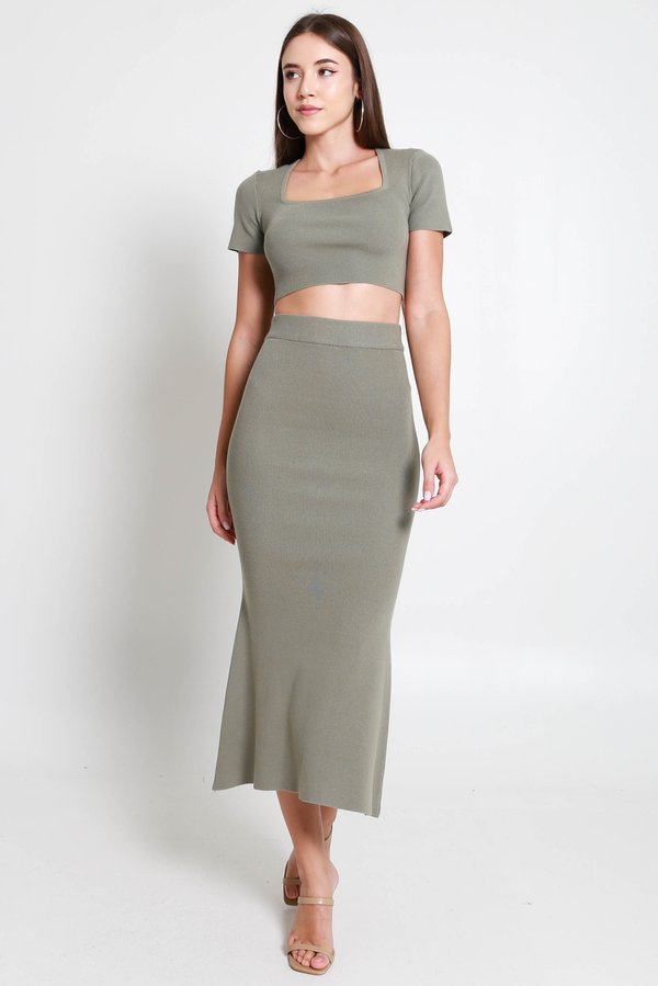 Fendy Mermaid Knit 2Pcs Set (Dusty Sage)