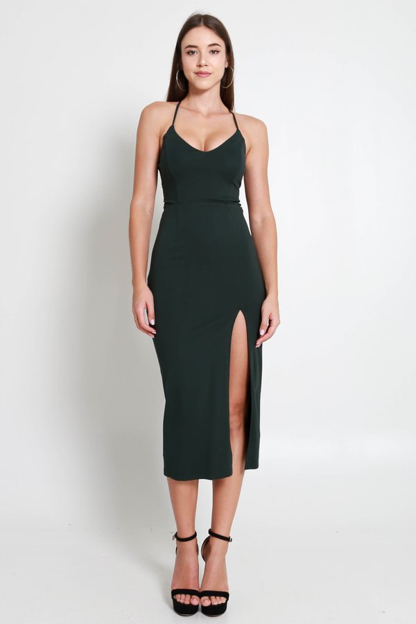 *Luxe* Davonne Tie Back Dress (Forest Green) *Luxe* Davonne Tie Back Dress (Forest Green)