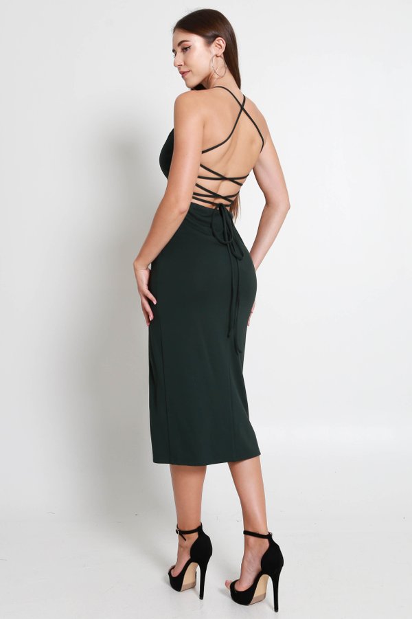 *Luxe* Davonne Tie Back Dress (Forest Green) *Luxe* Davonne Tie Back Dress (Forest Green)