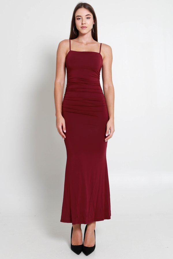 Bertina Low Back Dress (Wine)