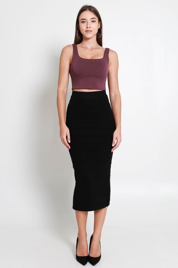 Danfy Knit Midaxi Skirt (Black)