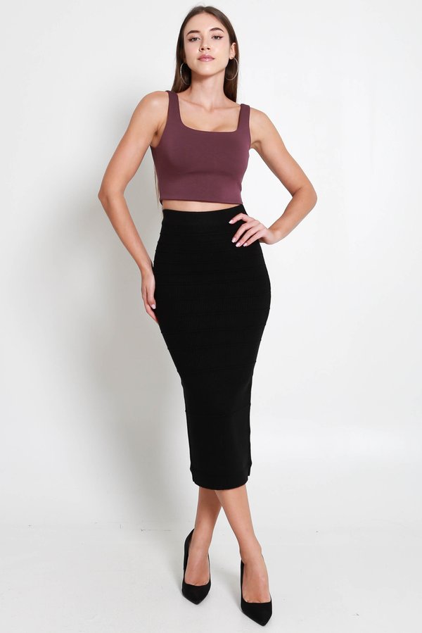 Danfy Knit Midaxi Skirt (Black)